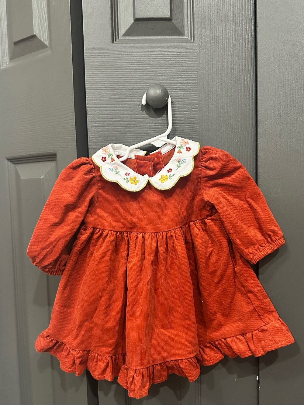 NWT baby Corduroy Dress with Embroidered Peter Pan Collar